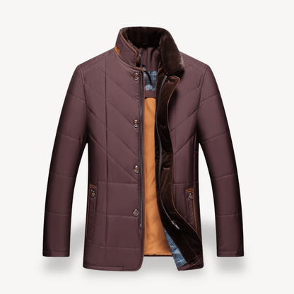 Quilted Winter Puffer Jacket Men Fleece Lined