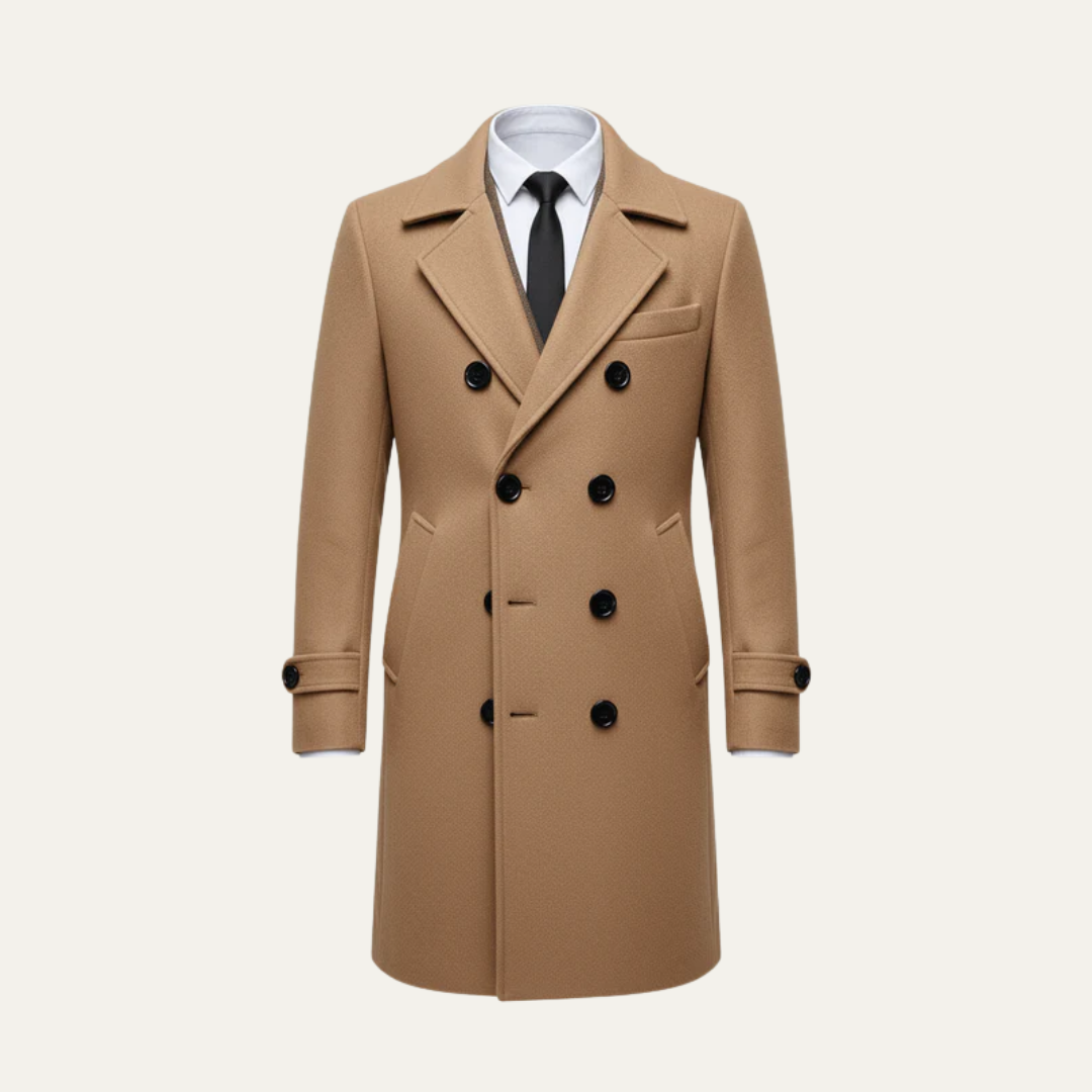 Men’s Double Breasted Notched Lapel Overcoat