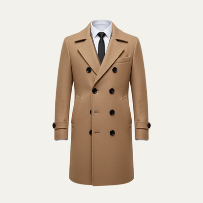 Men’s Double Breasted Notched Lapel Overcoat