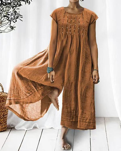 Relaxed Fit Linen Jumpsuit for Women