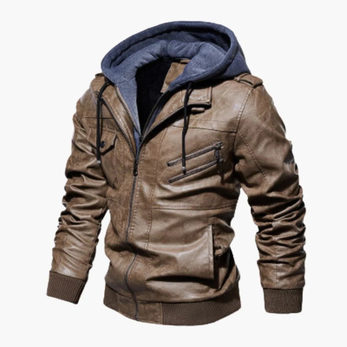 Men’s Hybrid Faux Leather Moto Bomber Jacket