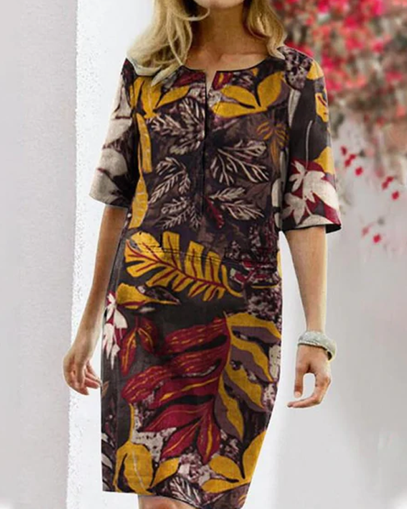 Casual Floral Sundress for Women with Short Sleeves