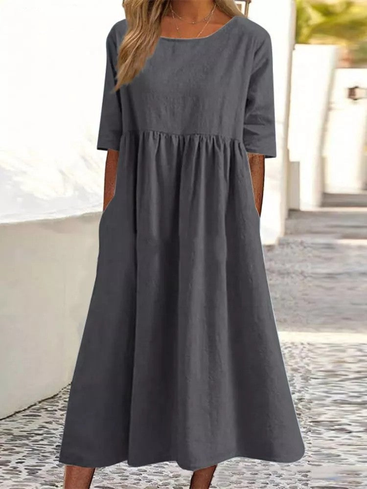 Casual Warm Weather Short Sleeve Midi Dress