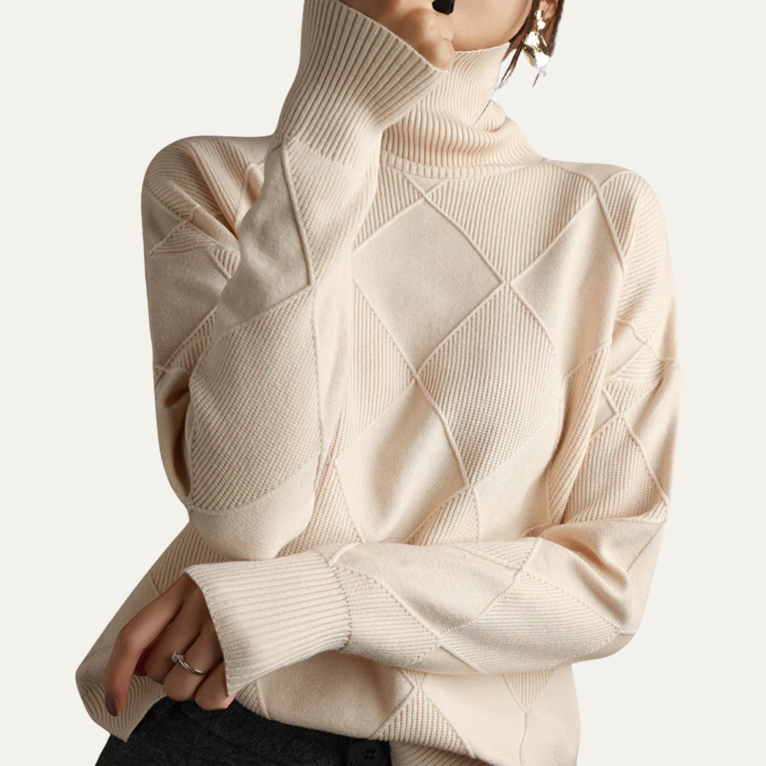 Women’s Diamond-Knit Turtleneck Sweater