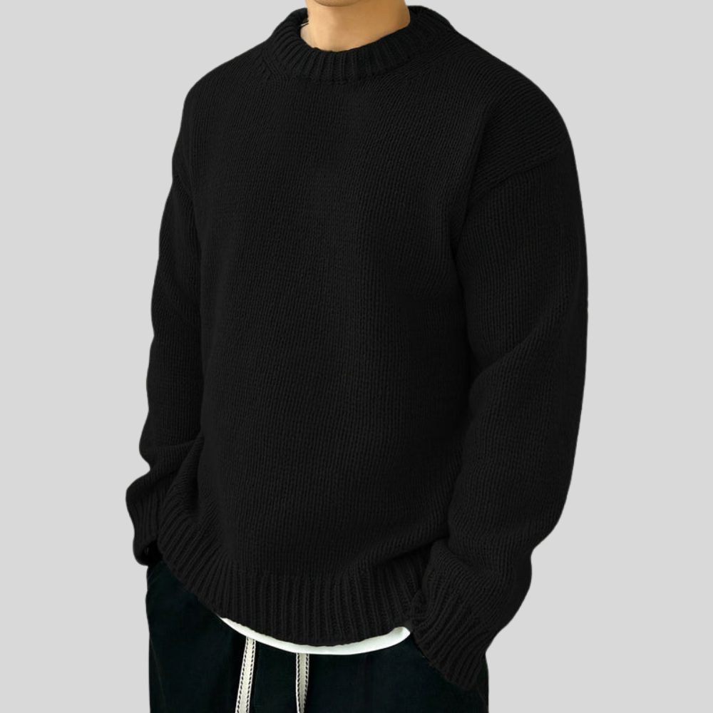 Men’s Oversized Heavy Rib Knit Crew Neck Sweater