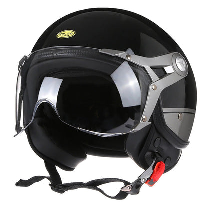 Classic Retro Motorcycle Helmet With Clear Face Shield