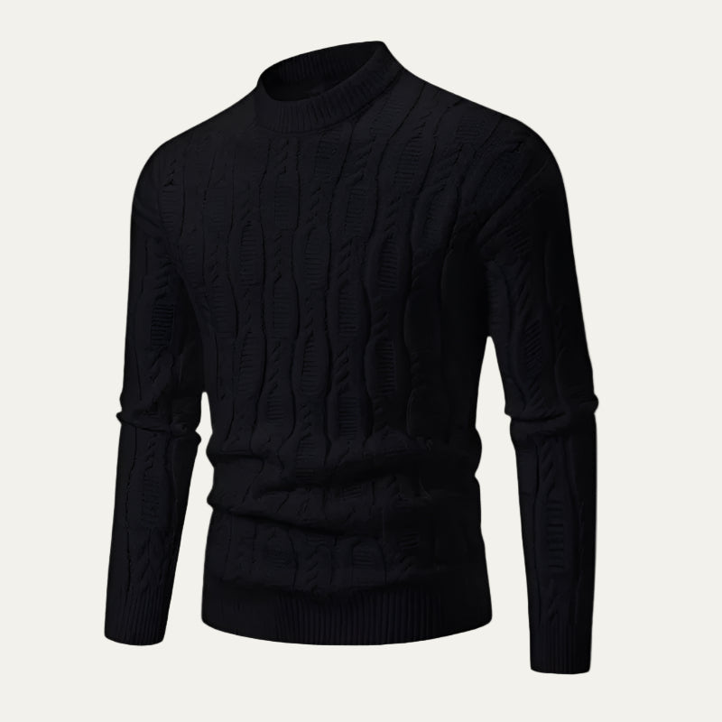 Men’s Cable Knit Mock Neck Sweater