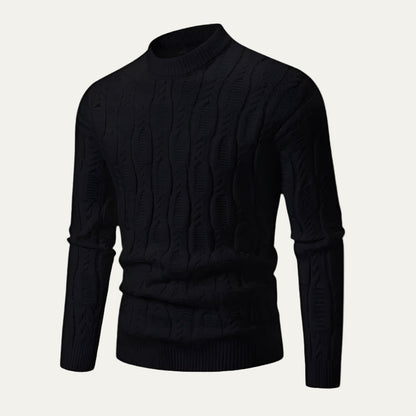 Men’s Cable Knit Mock Neck Sweater