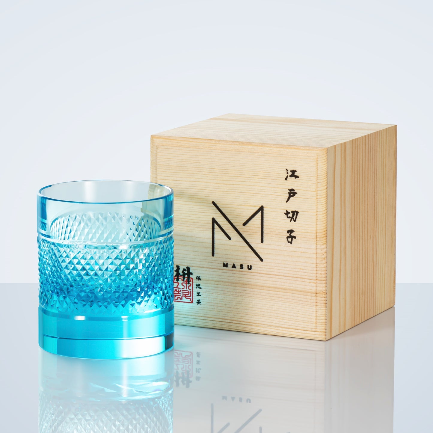 Colorful Diamond Whisky Glasses Set with Wood Gift Box