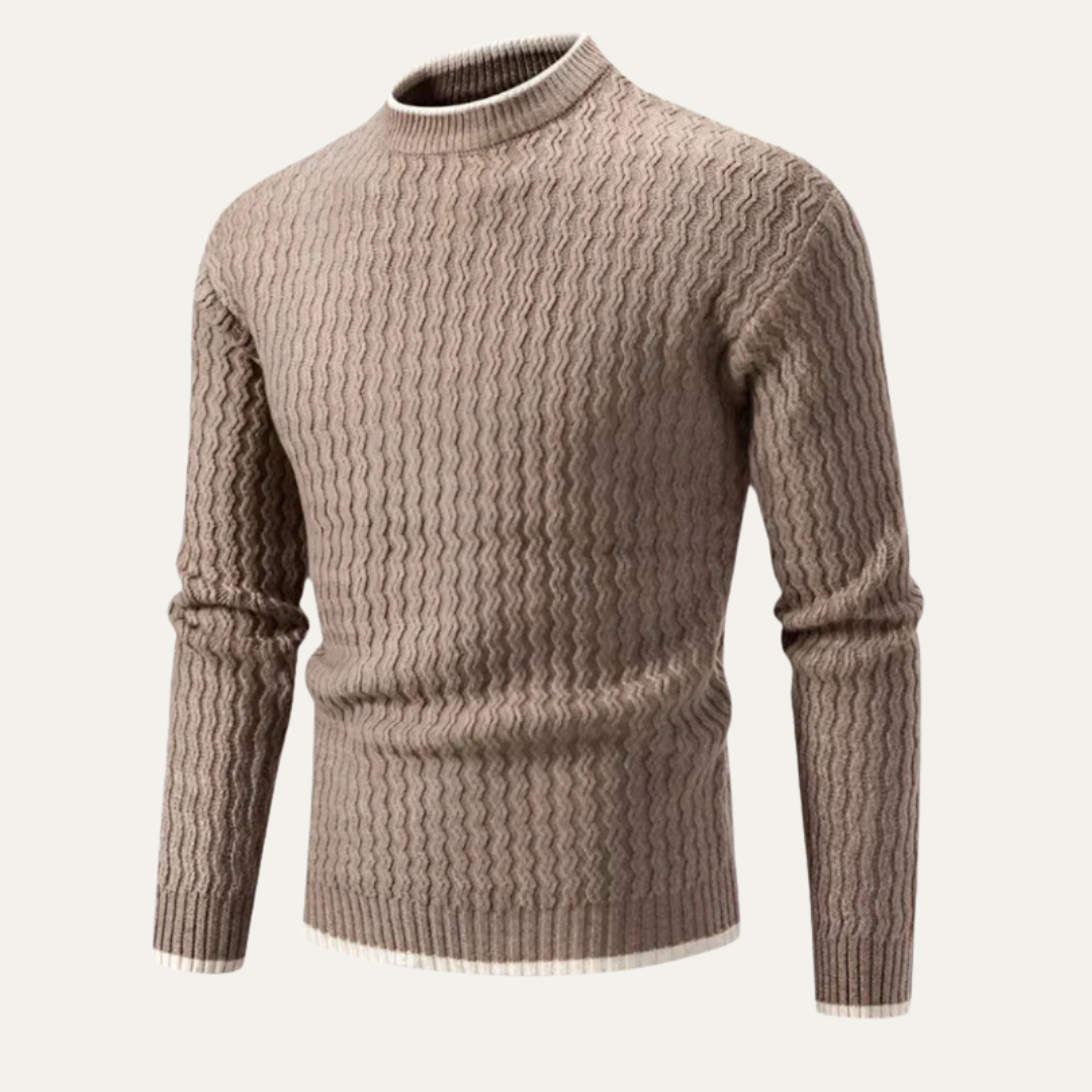 Men's Mock Turtleneck Sweater with Textured Knit Pattern