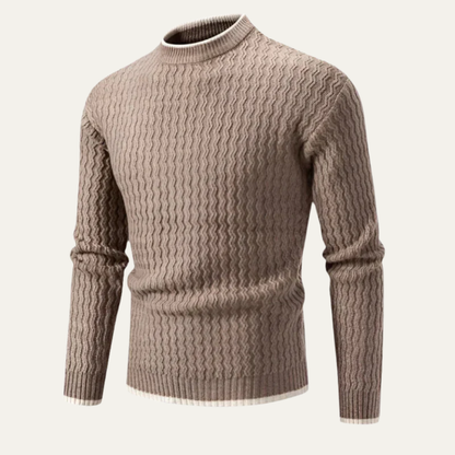 Men's Mock Turtleneck Sweater with Textured Knit Pattern