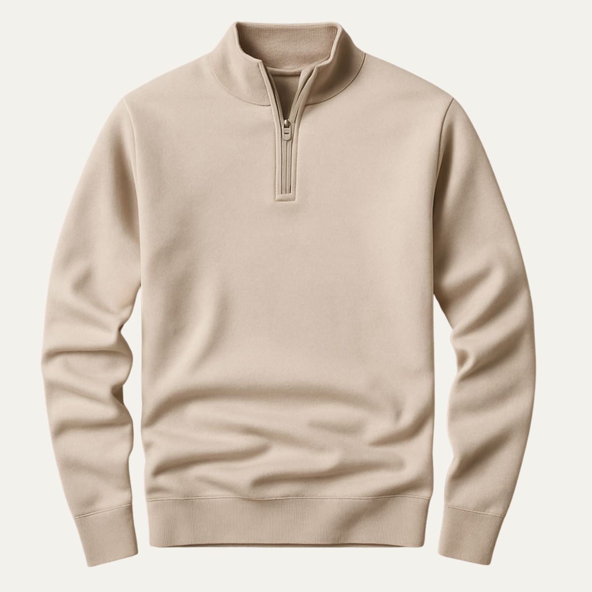 Men’s Solid Quarter Zip Stand Collar Pullover