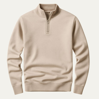 Men’s Solid Quarter Zip Stand Collar Pullover