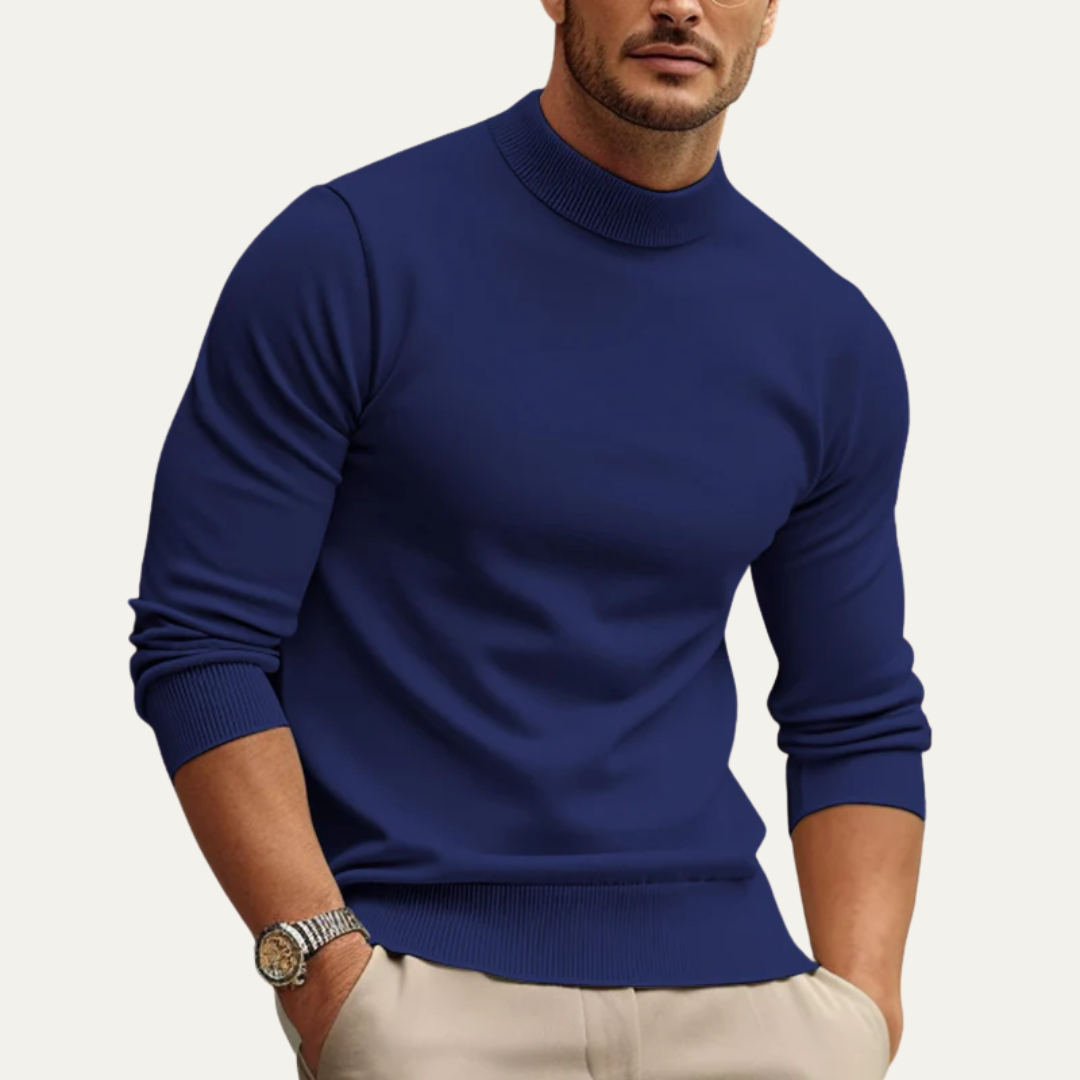 Men’s Mock Turtleneck Ribbed Sweater