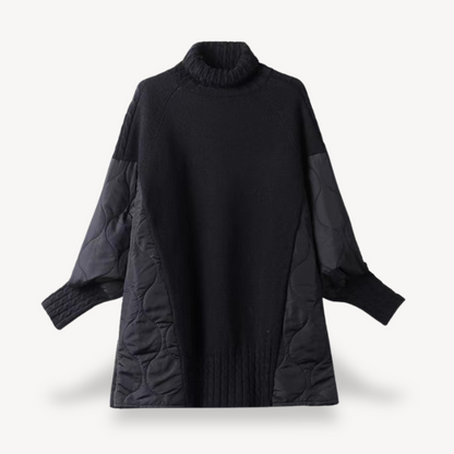 Women’s Knitted Quilted Turtleneck Pullover