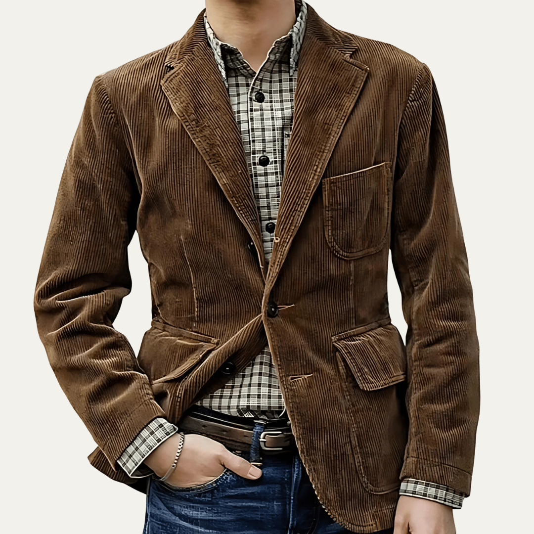 Men’s Tailored Corduroy Two Button Blazer