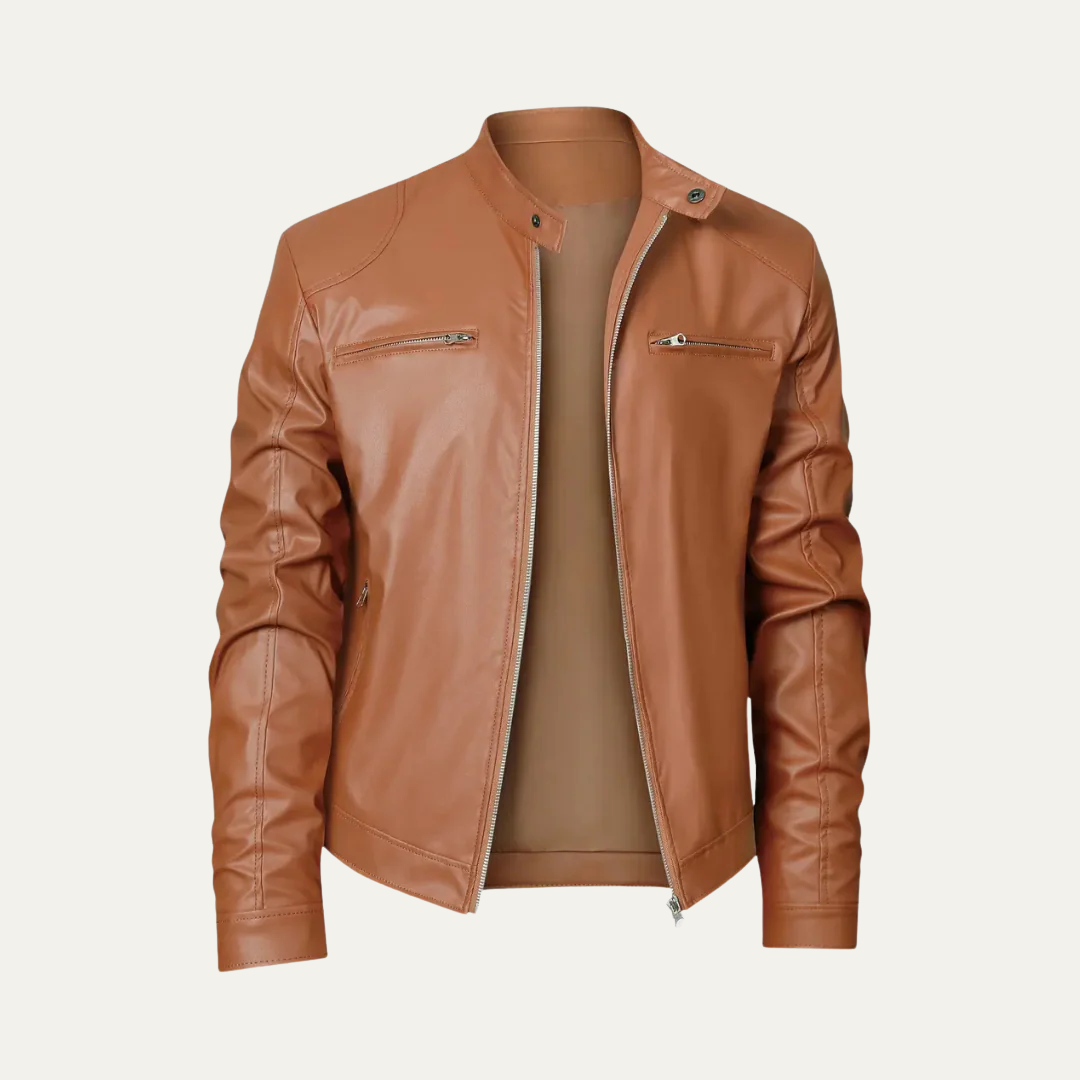 Men’s Fitted Leather Motorcycle Jacket