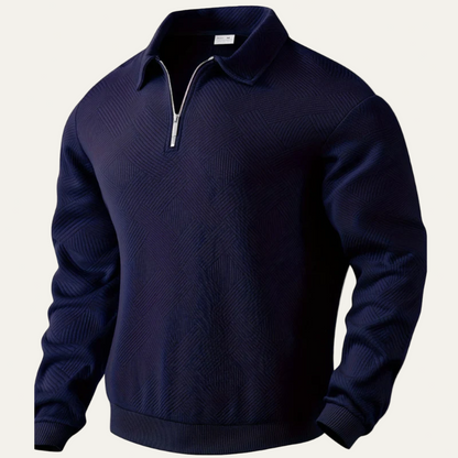 Men’s Textured Quarter Zipper Polo Sweater