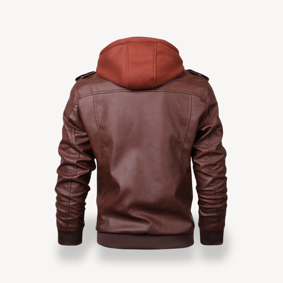 Men’s Leather Jacket with Hoodie