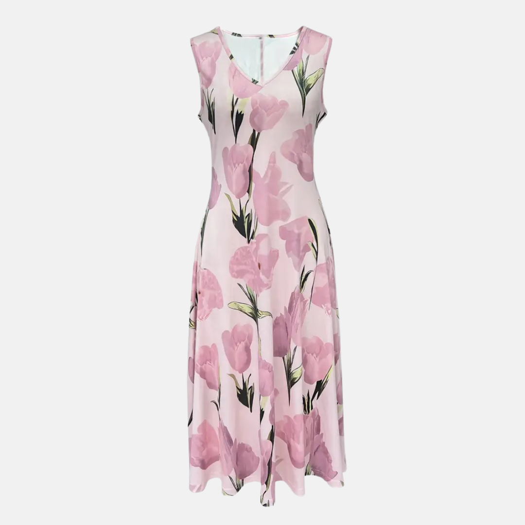 Isla A-Line Maxi Dress | Floral V-Neck Sleeveless Dress