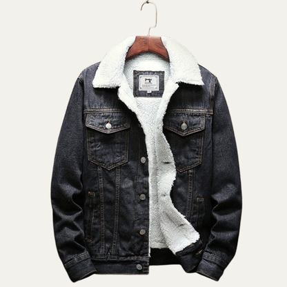 Men’s Sherpa Lined Denim Jacket with Fleece Collar