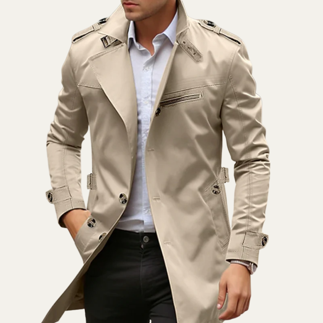 Men’s Long Single Breasted Trench Coat