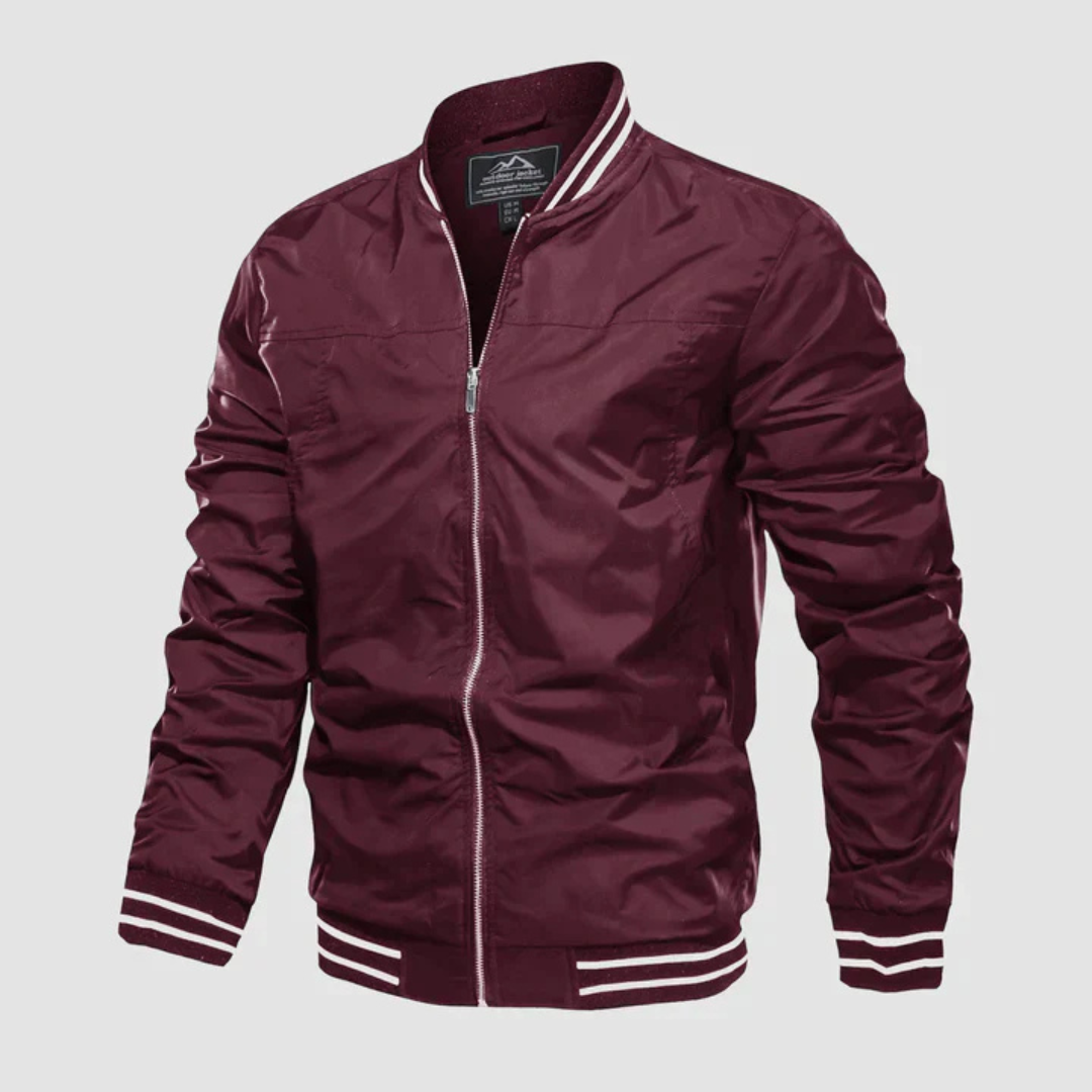 Men’s Classic Striped Trim Bomber Jacket