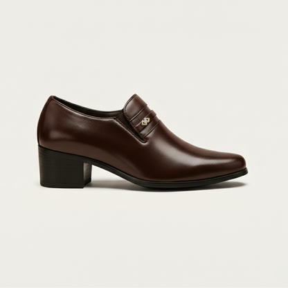 The Lazise Men’s Cuban Heel Dress Shoes – Leather Slip On Formal Loafers