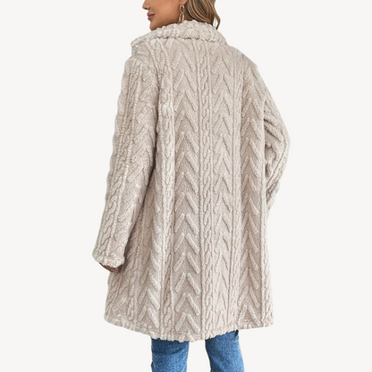 Double-Breasted Fuzzy Coat for Women