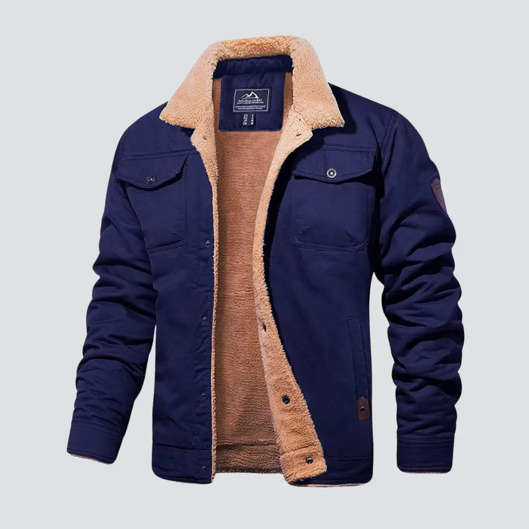 Men’s Sherpa-Lined Jacket | Warm Winter Coat with Classic Collar