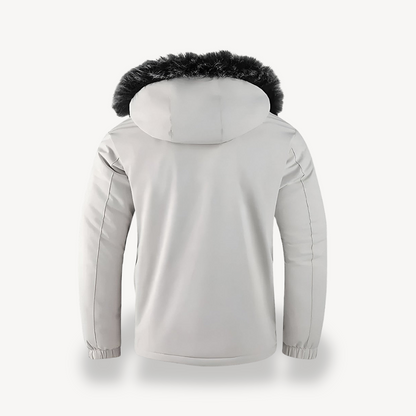 Men's Black & White Hooded Parka Jacket