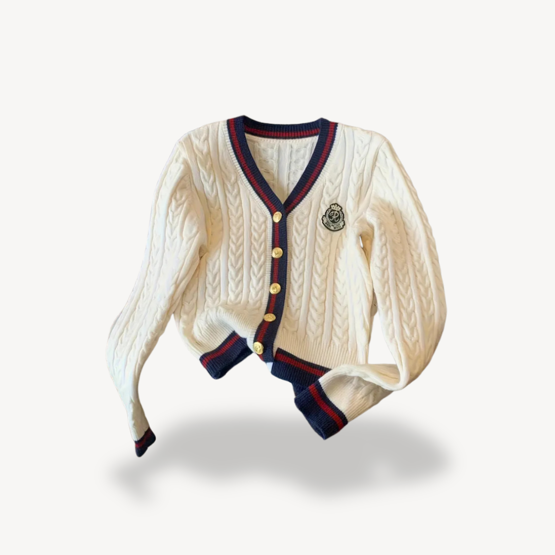 Women's V-Neck Preppy Style Cardigan Sweater