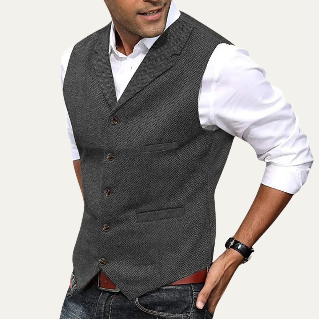 Men’s Herringbone Tailored Waistcoat