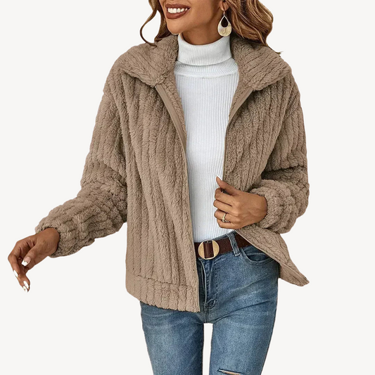 Women's Plush Fleece Zip-Up Cardigan