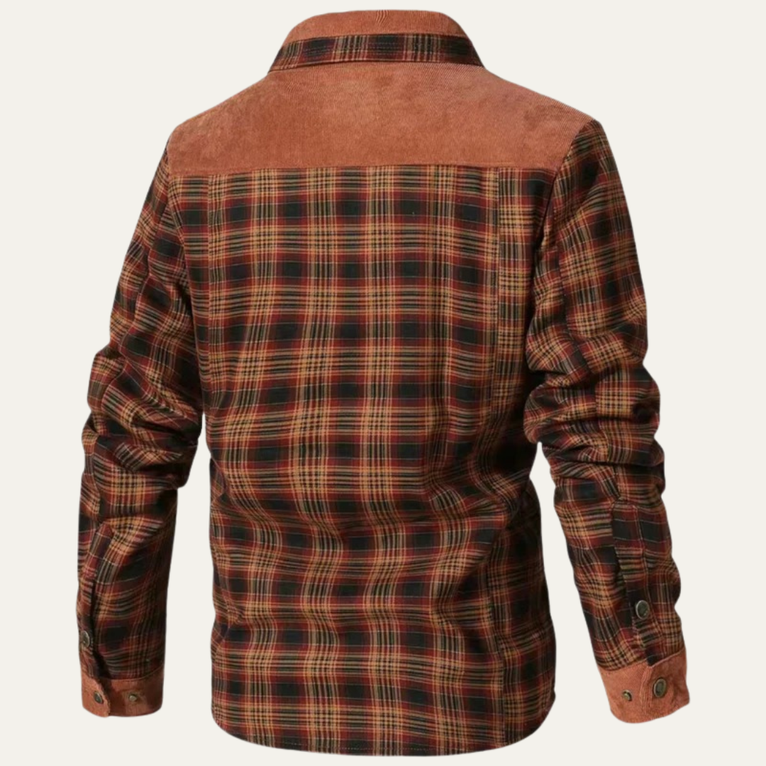 Men’s Plaid Fleece Lined Corduroy Yoke Shirt Jacket