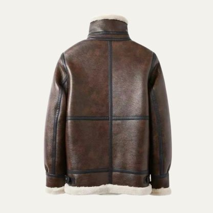 The Cala Luna Men’s Shearling Aviator Winter Jacket with Fleece Lining