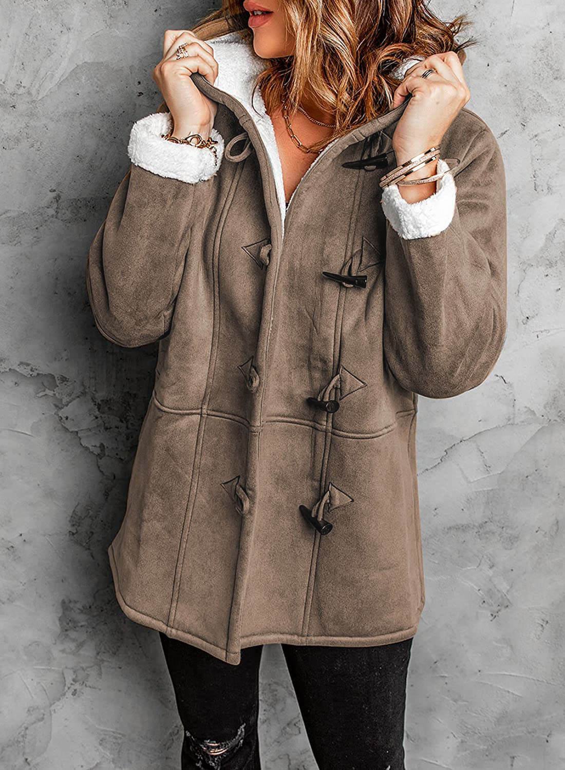 Warm Fleece Lined Grey Winter Coat
