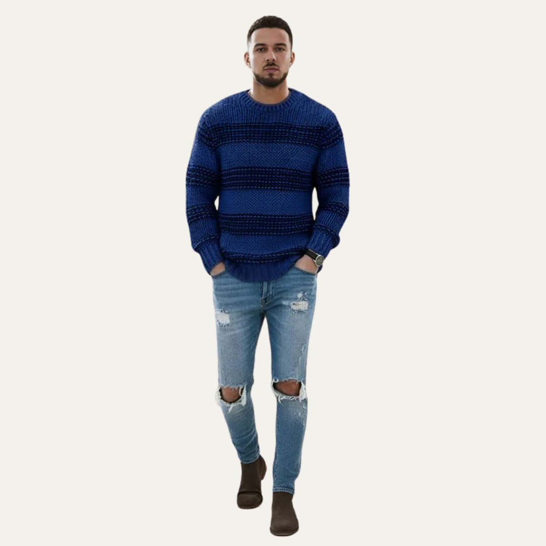 Men’s Chunky Striped Knit Sweater