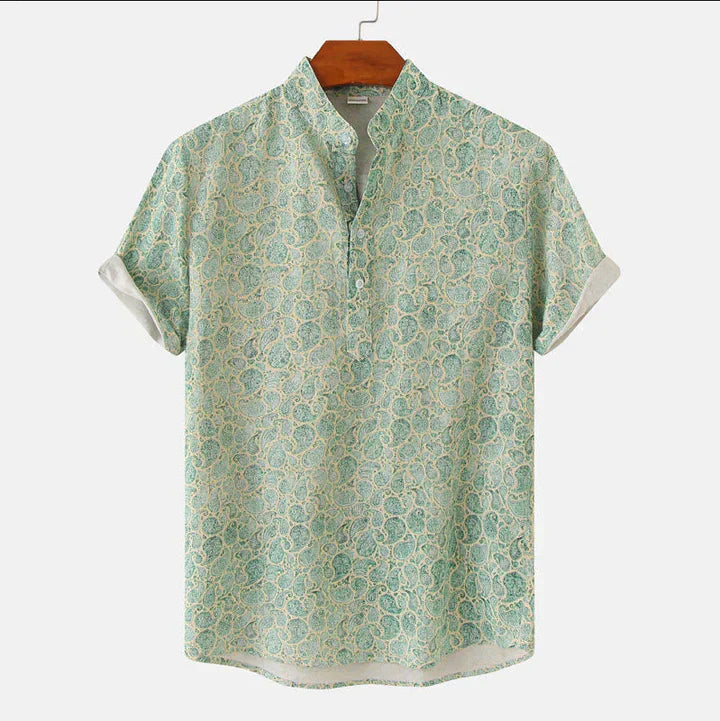 Fashionable Graphic Henley Tee - BritishElegance
