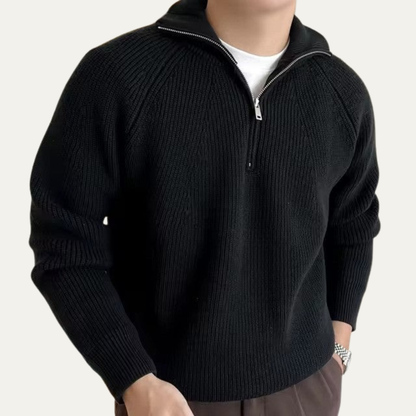 Men’s Quarter Zip Pullover with Vertical Ribbing