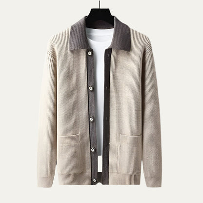 Men’s Contrasting Shawl Collar Button Front Cardigan