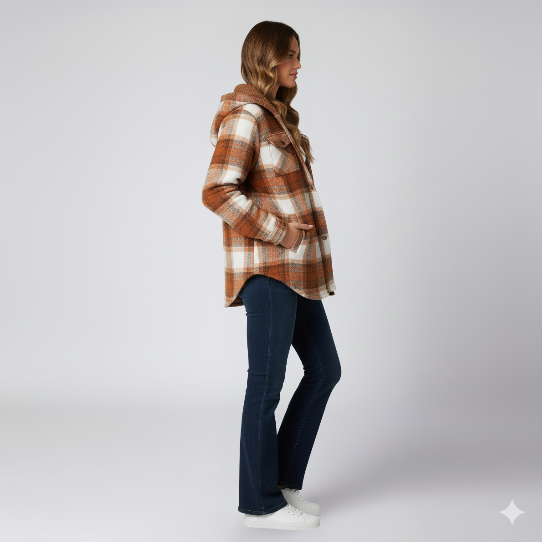Elizabeth | Autumn Jacket - Hooded Plaid Outerwear for Women