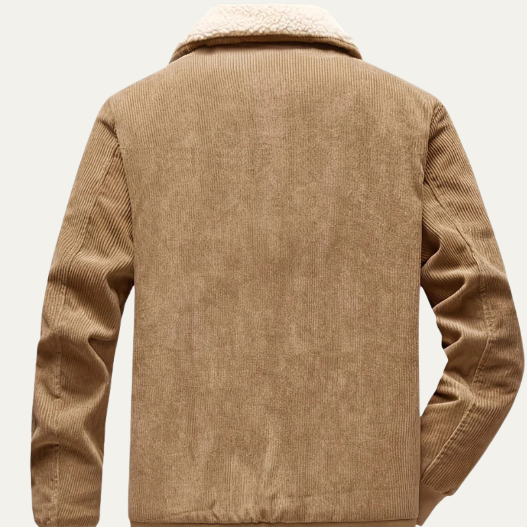 Men’s Corduroy Shearling Collar Zip Jacket