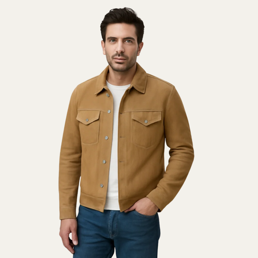 Men’s Suede Textured Trucker Jacket