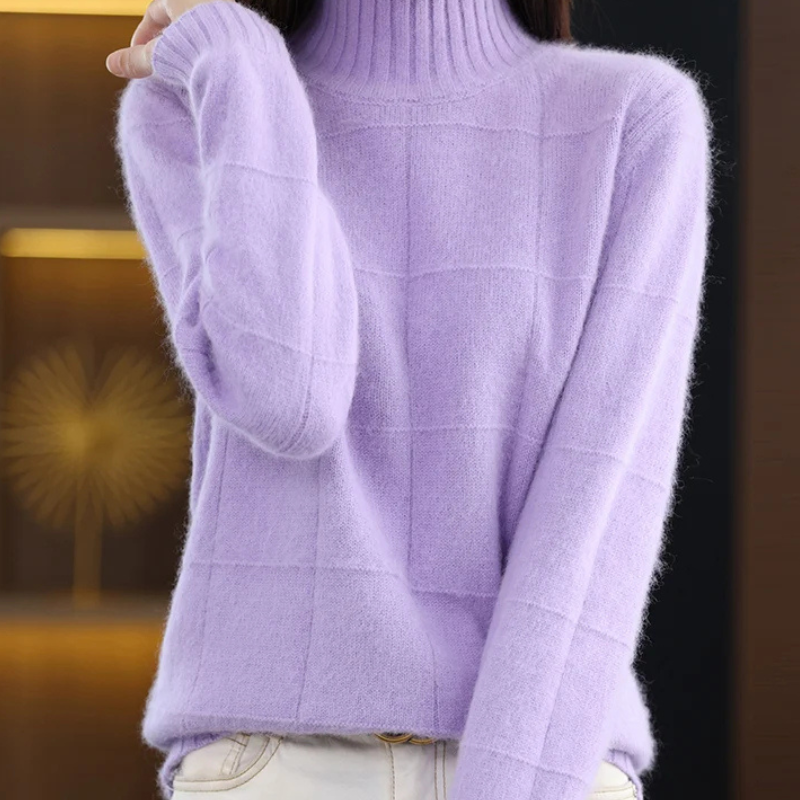 Warm Plaid Water Resistant Turtleneck Sweater