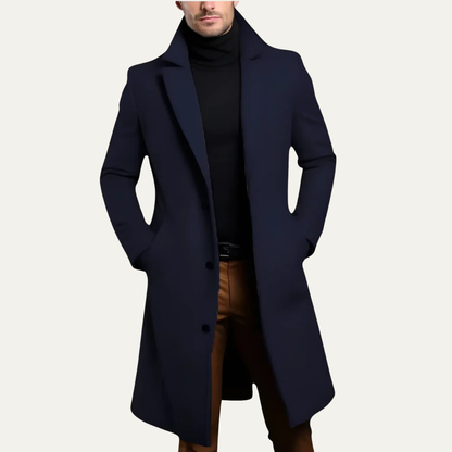 Men’s Long Tailored Three-Button Overcoat