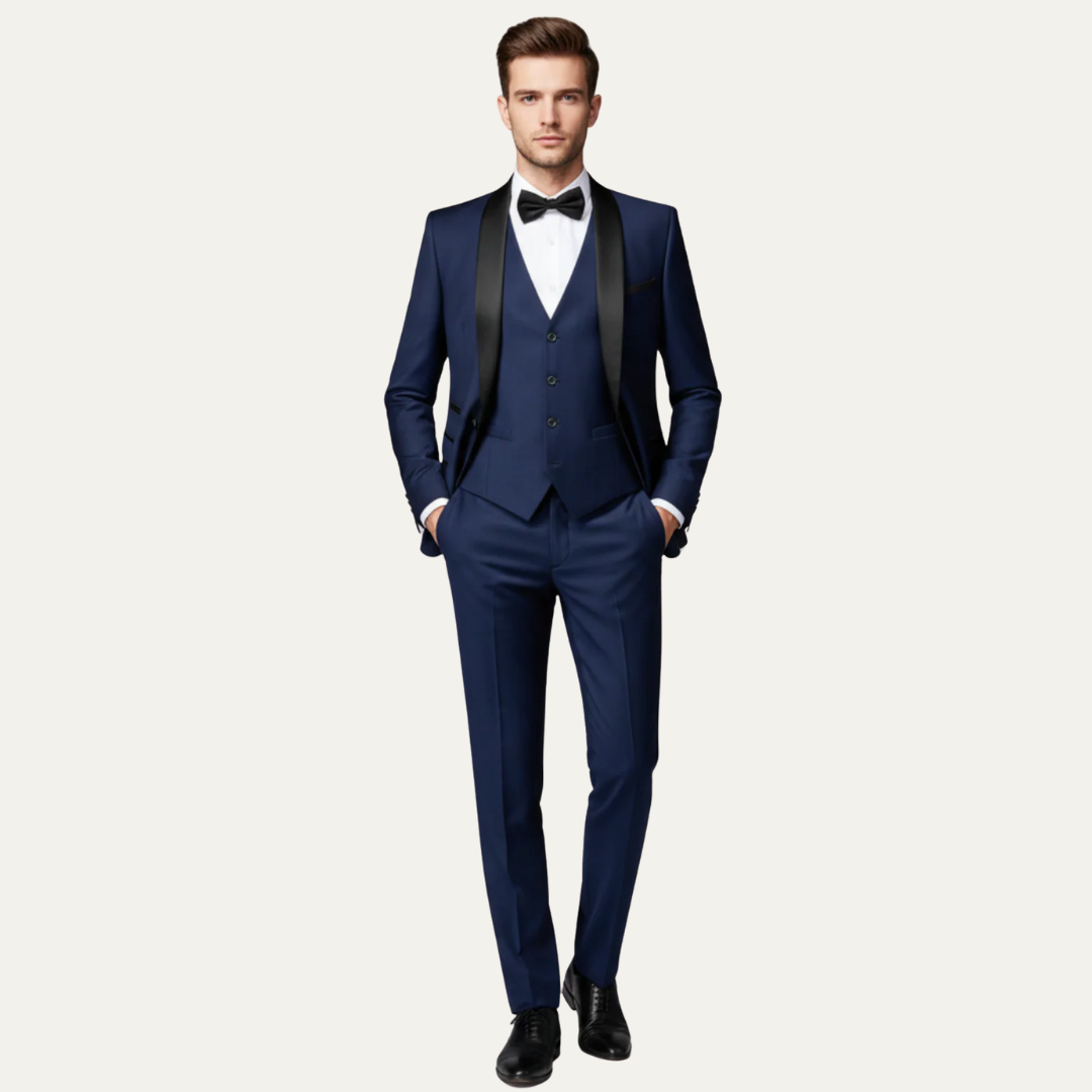 Men’s Satin Lapel Tuxedo Three Piece Suit