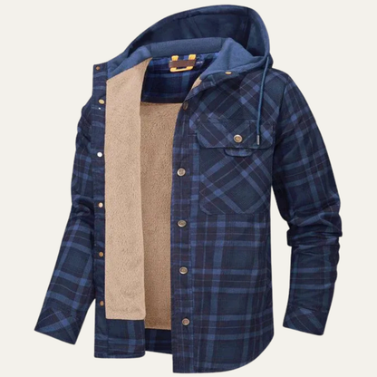 Men’s Hooded Plaid Flannel Shirt Jacket