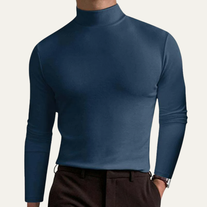 Men’s Smooth Mock Turtleneck Long Sleeve Shirt