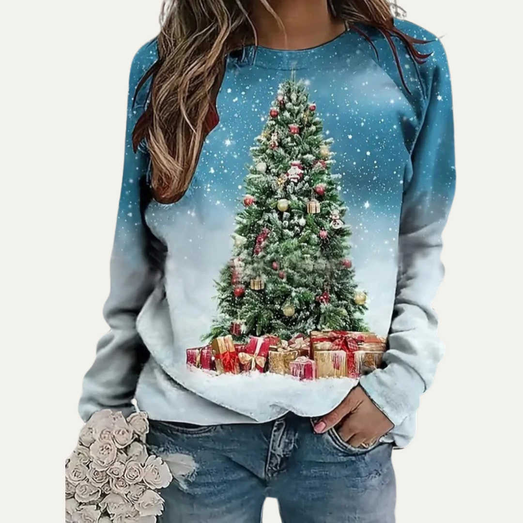 Women’s Golden Christmas Tree Raglan Sweatshirt